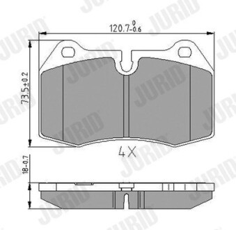 Гальмівні колодки передні BMW 5-Series, 7-Series, 8-Series / Nissan Skyline / Maseratti / Ferarri Jurid 571852J (фото 1)