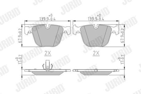 Тормозные колодки задние BMW 1-Series, 3-Series, 5-Series, 6-Series, 7-Series, X5, X6 / Bentley / Rol Jurid 571991J