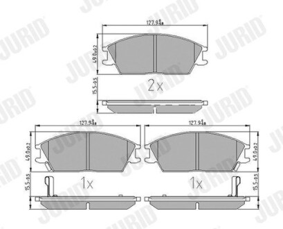 Гальмівні колодки передні Honda Accord II / Hyundai Accent II, Getz, Stellar, Pony, Excel Jurid 572268J (фото 1)