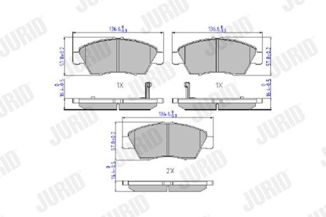 Гальмівні колодки передні Honda Civic V VI VII VIII, CRX III Jurid 572340J