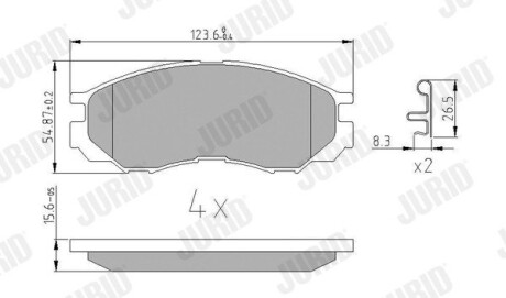 Гальмівні колодки передні Mitsubishi L200, Galant VI, VII, VIII, L300, L400, Spacewagon Jurid 572419J