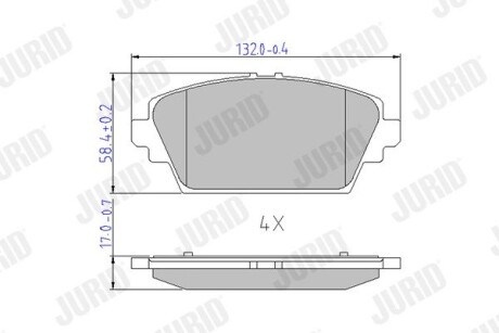 Тормозные колодки передние Nissan Almera tino, Primera (2002->) Jurid 572428J