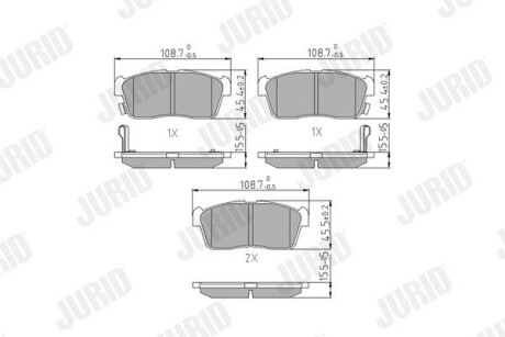 Гальмівні колодки передні Nissan Pixo / Subaru Justy / Suzuki Alto, Carry, Ignis Jurid 572471J