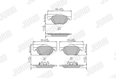 Тормозные колодки передние Honda Accord VII, Civic X Jurid 572480J