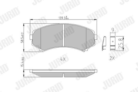 Гальмівні колодки передні Mitsubishi Pajero II, III, IV, Grandis/ Mazda / Isuzu D-Max Jurid 572497J