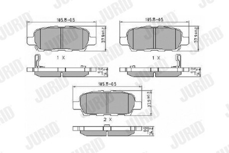 Тормозные колодки задние Infinity / Suzuki / Nissan Qashqai, X-Trail, Juke, Leaf, Murano, Tiida, Tean Jurid 572501J