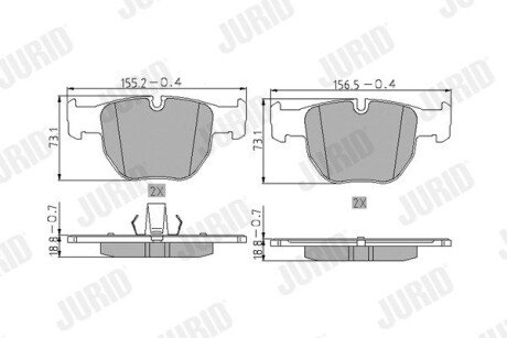 Гальмівні колодки передні Land Rover Range Rover III Jurid 572507J