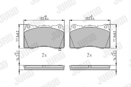 Гальмівні колодки передні Honda / Mitsubishi / Opel / Renault / Saab / Subaru / Tesla / Volvo Jurid 572508J