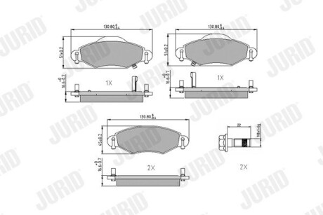 Тормозные колодки передние Toyota Yaris (1999-2005) Jurid 572510J