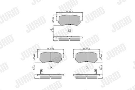 Гальмівні колодки задні Hyundai Santa Fe, Sonata, Elantra, Getz, Tucson / KIA Sportage, Magentis Jurid 572557J (фото 1)