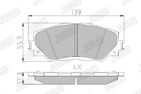 Тормозные колодки передние Lexus HS / Subaru Trezia / Toyota Auris, Corolla, RAV-4, Yaris, Verso, Urb Jurid 572598J