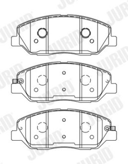 Гальмівні колодки передні Hyundai Genesis, Santa Fe / KIA Sorento / SsangYong Korando, Actyon Jurid 572607J (фото 1)