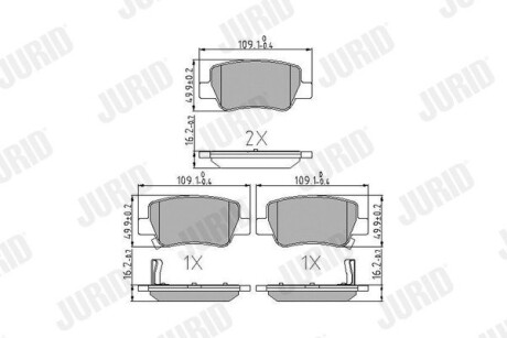 Тормозные колодки задние Toyota Avensis (2008->) Jurid 572627J