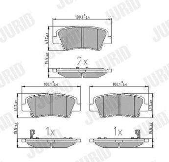 Гальмівні колодки задні Hyundai Accent IV, Elantra V, Solaris, Elantra, Sonata / KIA Rio, Soul / Ssa Jurid 572629J (фото 1)