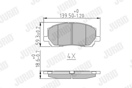 Гальмівні колодки передні Toyota Highlander (2000-2007) / Lexus RX (2000-2003) Jurid 572636J