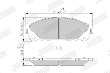 Тормозные колодки передние Lexus ES, NX, RX / Toyota Camry, HighLander, RAV-4, Sienna Jurid 572655J