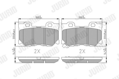 Гальмівні колодки задні Nissan 370Z / Infiniti FX, G, M, M37, Q50, Q70, QX70 Jurid 572659J (фото 1)