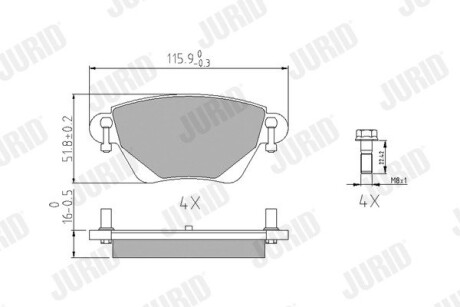 Гальмівні колодки задні Ford Mondeo III / Jaguar X-Type I, II, XJ Jurid 573012J