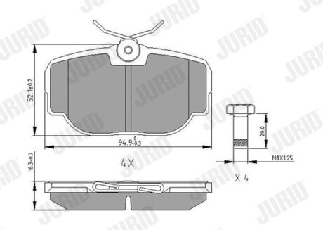 Тормозные колодки задние Land Rover Discovery II, Range Rover II Jurid 573067J