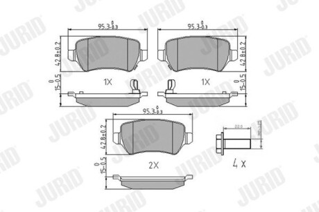 Гальмівні колодки задні Opel Astra, Combo, Meriva, Zafira / KIA Venga / Chrysler Concorde / Chevrole Jurid 573122J