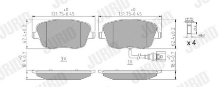 Тормозные колодки передние VW Polo Seat, Cordoba / Skoda Fabia, Roomster Jurid 573127J