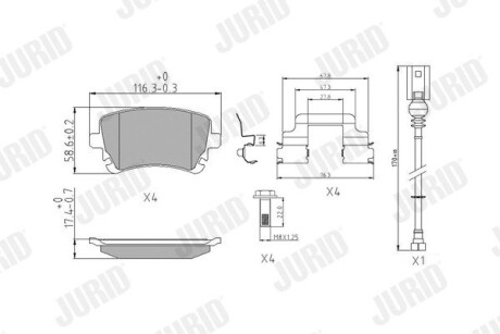 Гальмівні колодки задні VW Transporter V,Transporter VI, Multivan V Jurid 573220J