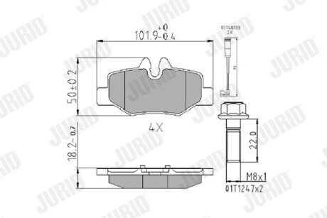 Тормозные колодки задние Mercedes Vito (W639) Jurid 573222J