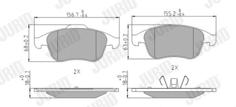 Тормозные колодки передние Renault Clio IV, Fluence, Grand Scenic, Laguna III, Megane III, Scenic III Jurid 573243J