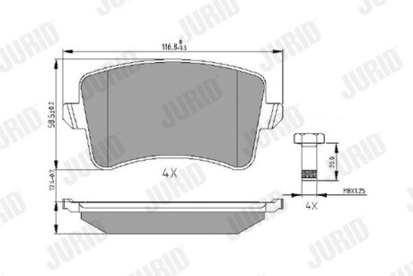 Тормозные колодки задние Audi A4, A5, Q5 Jurid 573259J