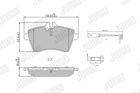 Тормозные колодки передние Mercedes A-Class (W169), B-Class (W245) (2004->) Jurid 573265J