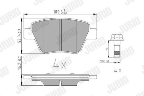 Гальмівні колодки задні VW Touran /Jetta / Golf / Caddy / Skoda Octavia / Superb Audi A3 Jurid 573312J