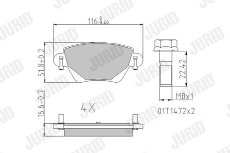 Тормозные колодки задние Renault Kangoo (2001->) Jurid 573320J