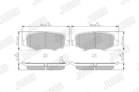 Гальмівні колодки задні Jeep Cherokee, Compas, Wrangler / Dodge Nitro Jurid 573323J