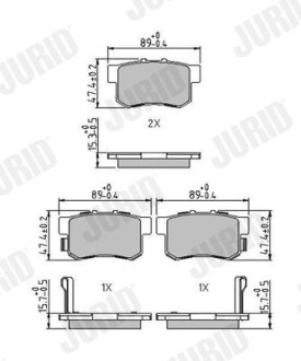 Тормозные колодки задние Honda Accord, Civic, CR-V / Acura RL / Mitsubishi L300 / Suzuki Kizashi Jurid 573375J