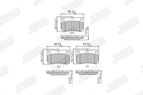 Гальмівні колодки задні Toyota Mark XI / Lexus GS, IS II Jurid 573393J (фото 1)