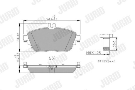 Гальмівні колодки передні Mercedes A-Class, B-Class, GLA, CLA / Infiniti Q30 Jurid 573403J