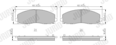 Гальмівні колодки передні Fiat Freemont / Lancia Voyager / Jeep Wrangler / Chrysler / Dodge Journey Jurid 573411J