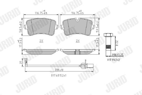 Тормозные колодки задние Audi A4, A5, A6, A7 / Porsche Macan Jurid 573428J