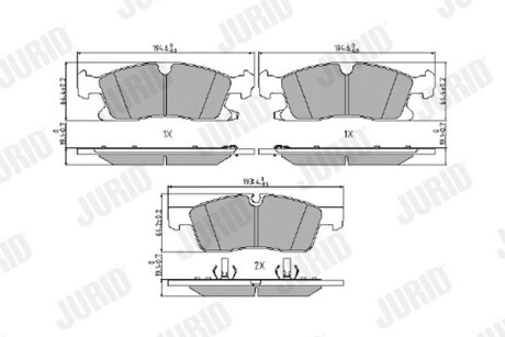 Гальмівні колодки передні Mercedes M-Class, GLE (W166), GLS, GL (X166) / Jeep Grand Cherokee IV Jurid 573459J