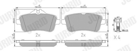 Гальмівні колодки задні AMG Mercedes ML (W166), GL (X166), GLE (C292), GLS (X166) Jurid 573466J