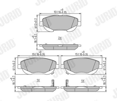 Гальмівні колодки передні Toyota Avensis, Verso (2008-2018) Jurid 573631J