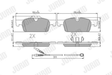 Гальмівні колодки передні Peugeot 508 (2010->) Jurid 573647J