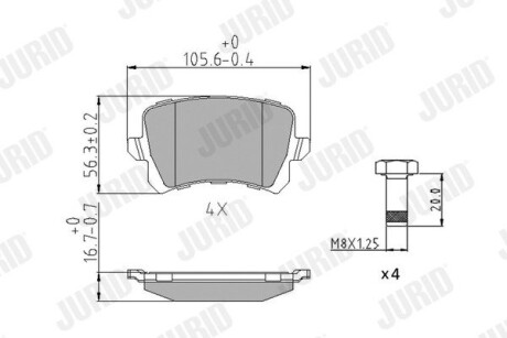 Тормозные колодки задние Audi Q3 VW Passat /Tiguan Jurid 573667J