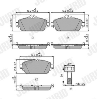 Тормозные колодки передние Mercedes C-Class (W205, S205, A205, C205) E-Class (W213, S213, A238, C238) Jurid 573671J