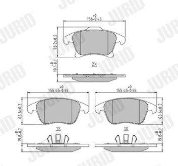 Гальмівні колодки передні Ford Galaxy III, Mondeo V, S-Max Jurid 573674J