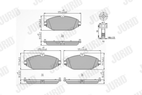 Тормозные колодки передние Mercedes C-Class (A205, C205, W205) E-Class (A238, C238, S213, W213) Jurid 573692J