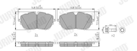 Гальмівні колодки передні CITROEN C5 / DS 9, 7, 4 / OPEL Astra / PEUGEOT 508, 308, 3008 Jurid 573697J