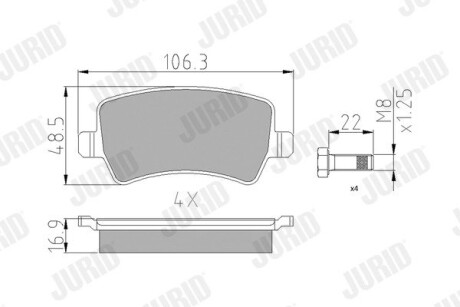 Гальмівні колодки задні Range Rover Evoque / Volvo S60, S80, V70, XC60, XC70 Jurid 573748J