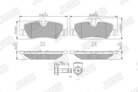 Тормозные колодки задние Mini Cooper, S, D, One Jurid 573763J