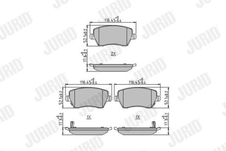 Тормозные колодки передние Nissan Almera, Micra V, Note (2012->) Jurid 573770J